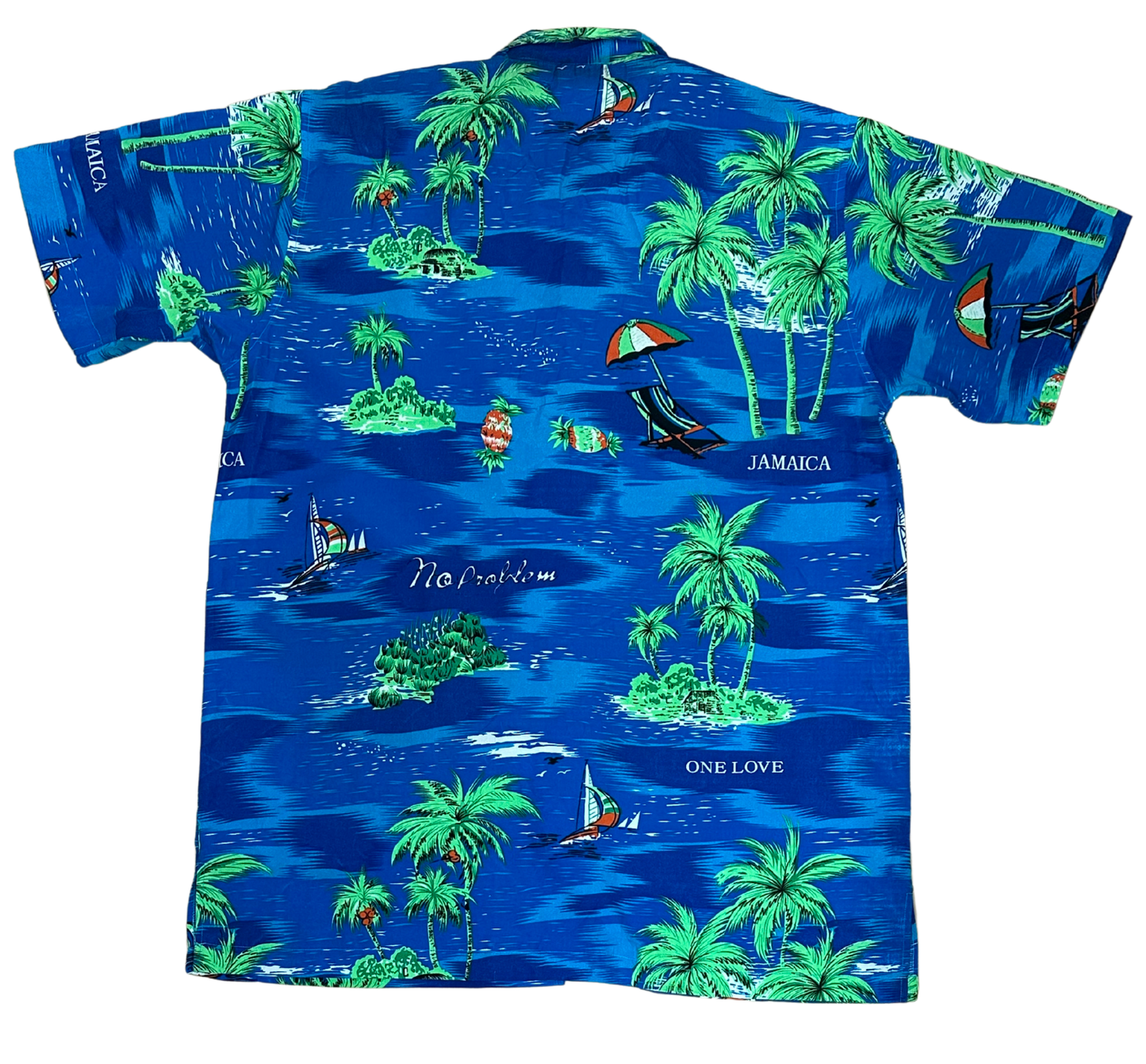 V-03 Large Hawaiian Blue Palms Shirt