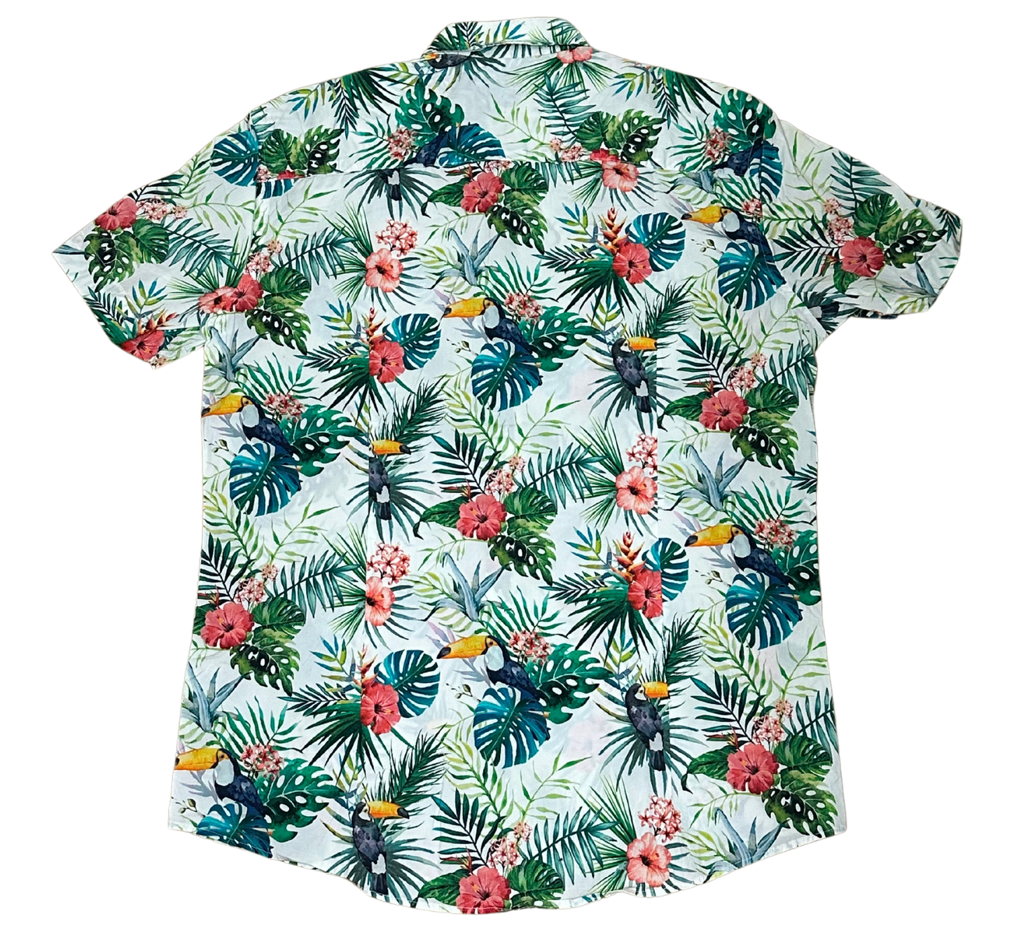 V-01 Small Hawaiian White Floral Shirt