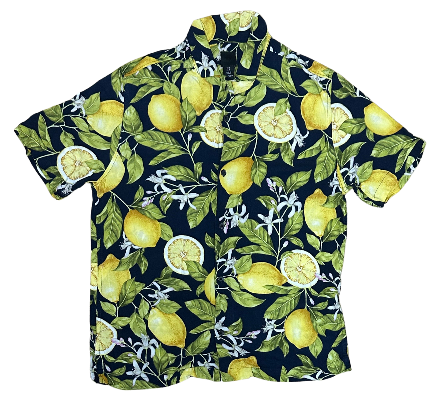 V-01 Small  §Hawaiian Lemons Black Shirt