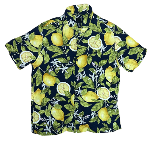V-01 Small  §Hawaiian Lemons Black Shirt