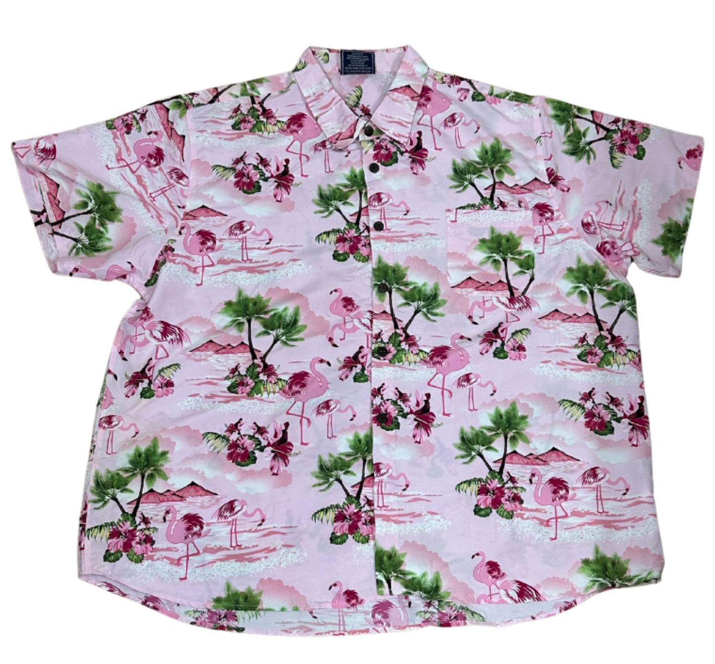 V-06 7X Large Hawaiian Pink Floral Shirt