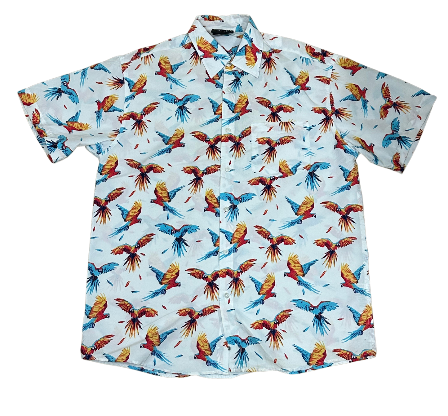 V-03 Large Hawaiian Off White Macaw Shirt