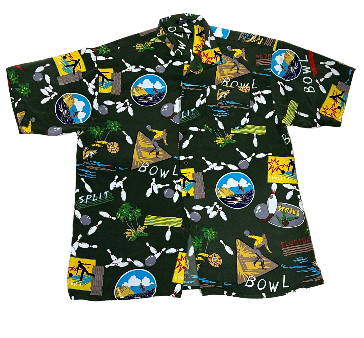 V-04 X Large Hawaiian Balling Dark Green Shirt