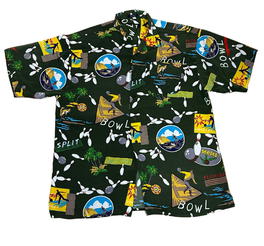 V-04 X Large Hawaiian Balling Dark Green Shirt