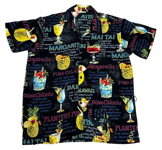 V-03 Large Hawaiian Margaritas Black Shirt