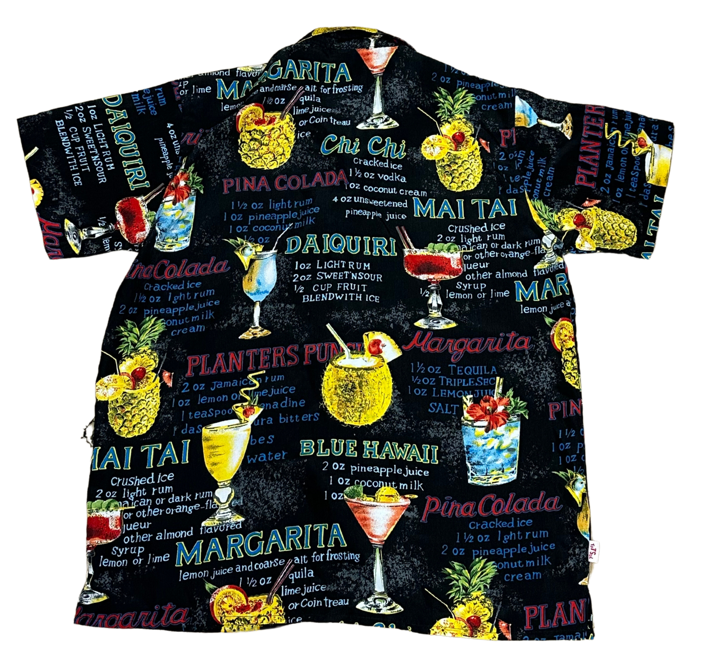 V-03 Large Hawaiian Margaritas Black Shirt