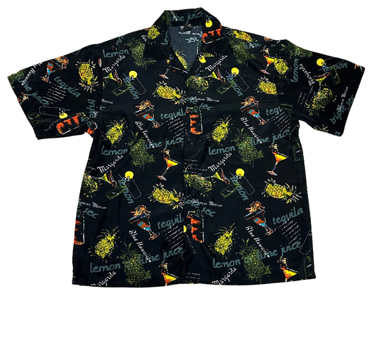 V-03 Large Hawaiian Margaritas Black Shirt