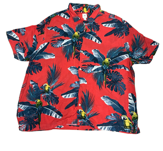 V-03 Large Hawaiian Red Floral Shirt
