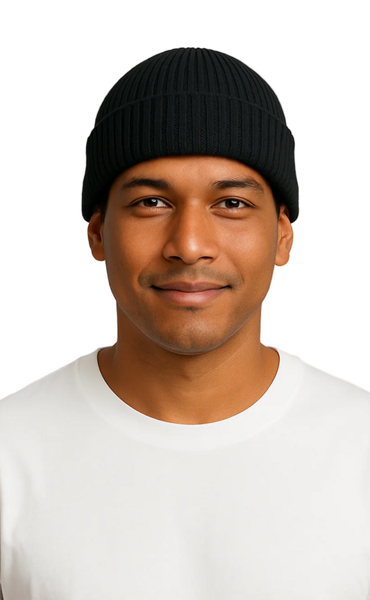 Black Fishermans Beanie