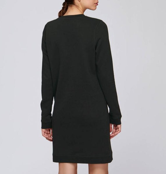 Polka Black Crew Neck Dress